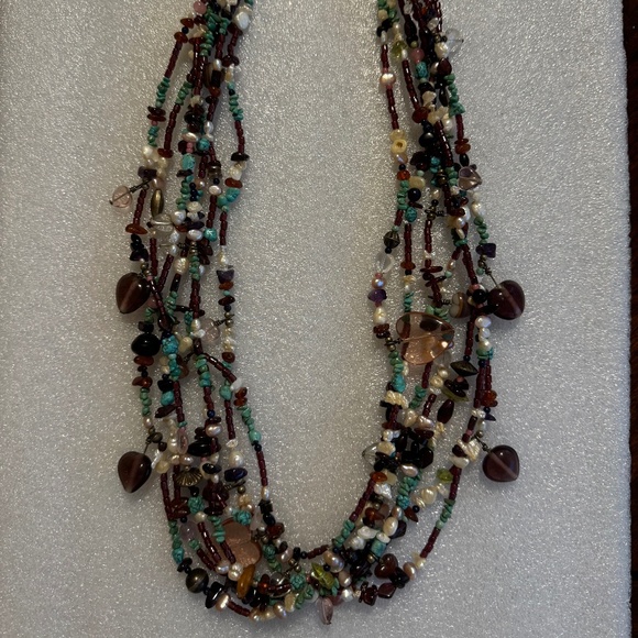 Judy Rosetta OOAK Necklace - Santa Domingo - Turquoise - Pearls - Picture 2 of 13